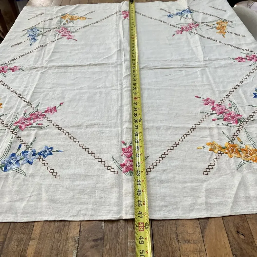 Vintage Square Linen Tablecloth 47x47